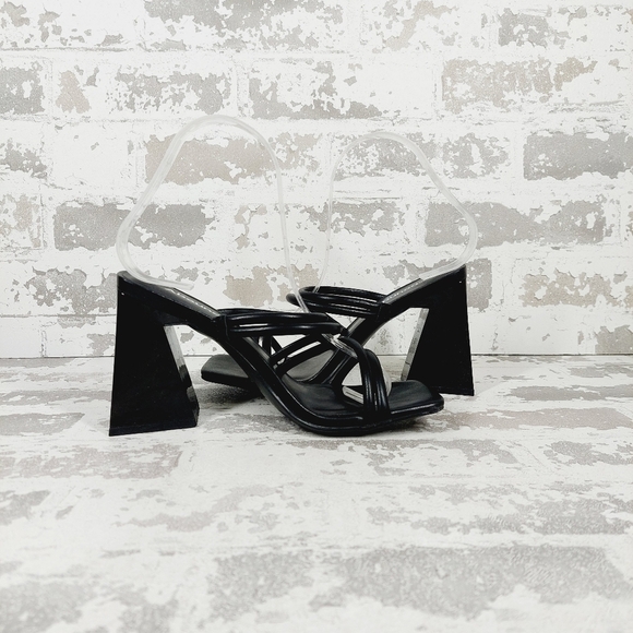 NEW Abound Austyn Black Tubular Strappy Square Open Toe Heeled Sandals H537 - Picture 3 of 10